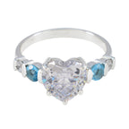 Cubic zirconia CZ Penta French Sterling Silver White Gems Tiny Glamorous Ring Jewelry