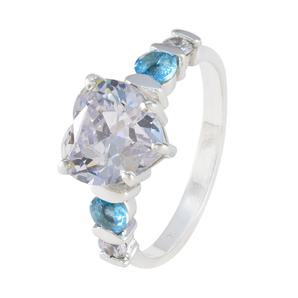 Cubic zirconia CZ Penta French Sterling Silver White Gems Tiny Glamorous Ring Jewelry