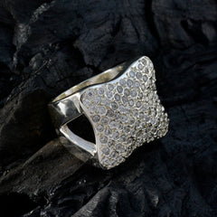 Cubic zirconia CZ multiple French Sterling Silver White Gems Chunky Heritage Ring Jewellery