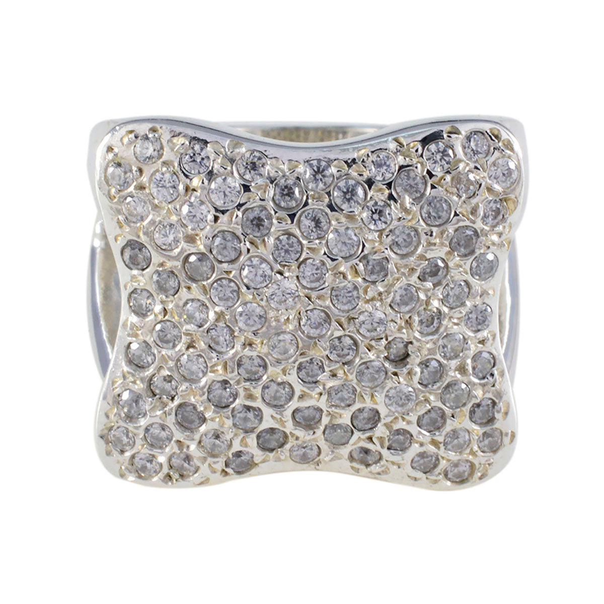 Cubic zirconia CZ multiple French Sterling Silver White Gems Chunky Heritage Ring Jewellery