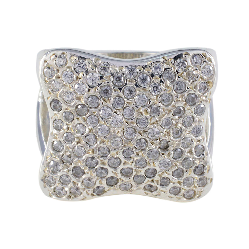Cubic zirconia CZ multiple French Sterling Silver White Gems Chunky Heritage Ring Jewellery