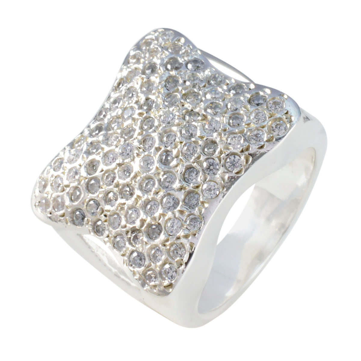 Cubic zirconia CZ multiple French Sterling Silver White Gems Chunky Heritage Ring Jewellery