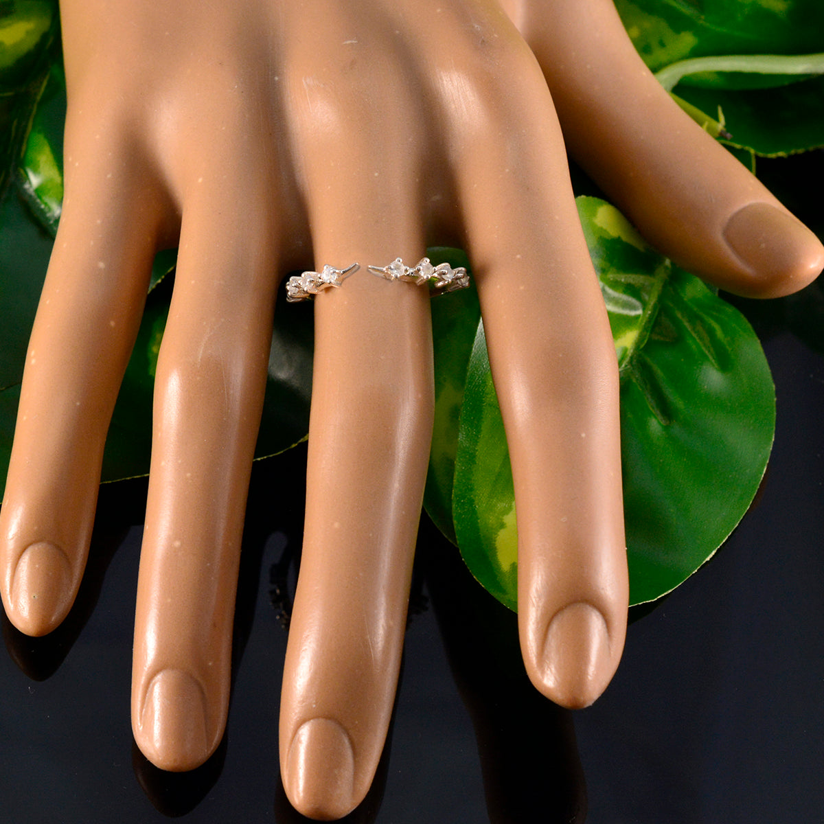 Cubic zirconia CZ multiple Turkish 925 Silver White Gemstone Elegant  Romantic Ring Jewellery