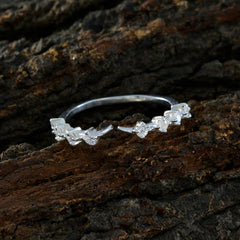 Cubic zirconia CZ multiple Turkish 925 Silver White Gemstone Elegant  Romantic Ring Jewellery