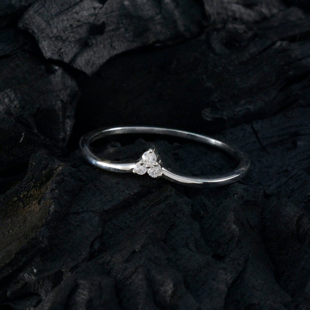 Cubic zirconia CZ Trilogy American 92.5 Silver White Gems Minimalist Sophisticated Ring Jewelry