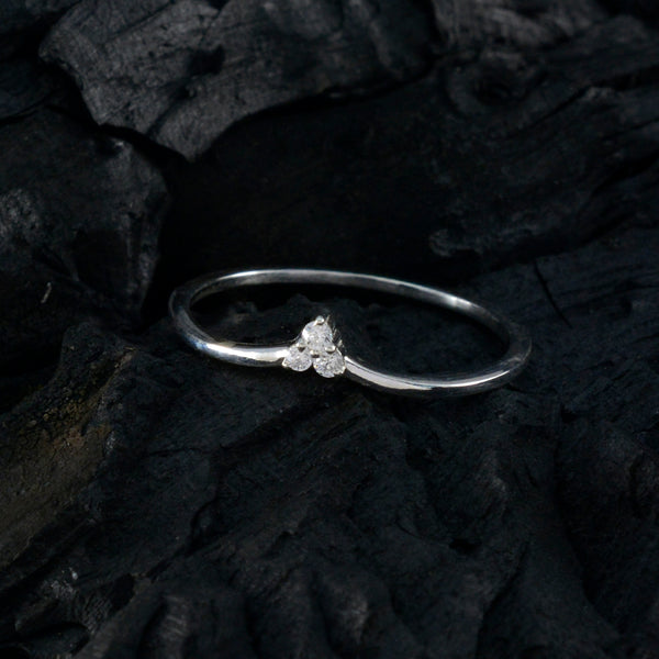 Cubic zirconia CZ Trilogy American 92.5 Silver White Gems Minimalist Sophisticated Ring Jewelry