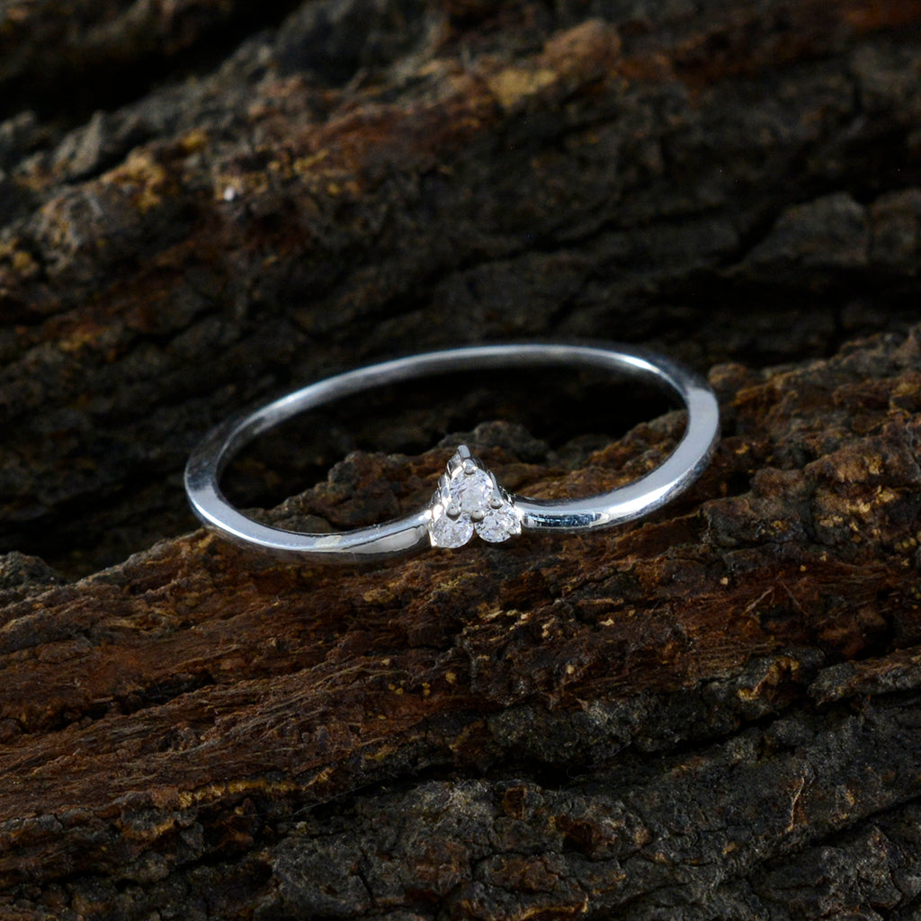 Cubic zirconia CZ Trilogy American 92.5 Silver White Gems Minimalist Sophisticated Ring Jewelry