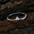 Cubic zirconia CZ Trilogy American 92.5 Silver White Gems Minimalist Sophisticated Ring Jewelry