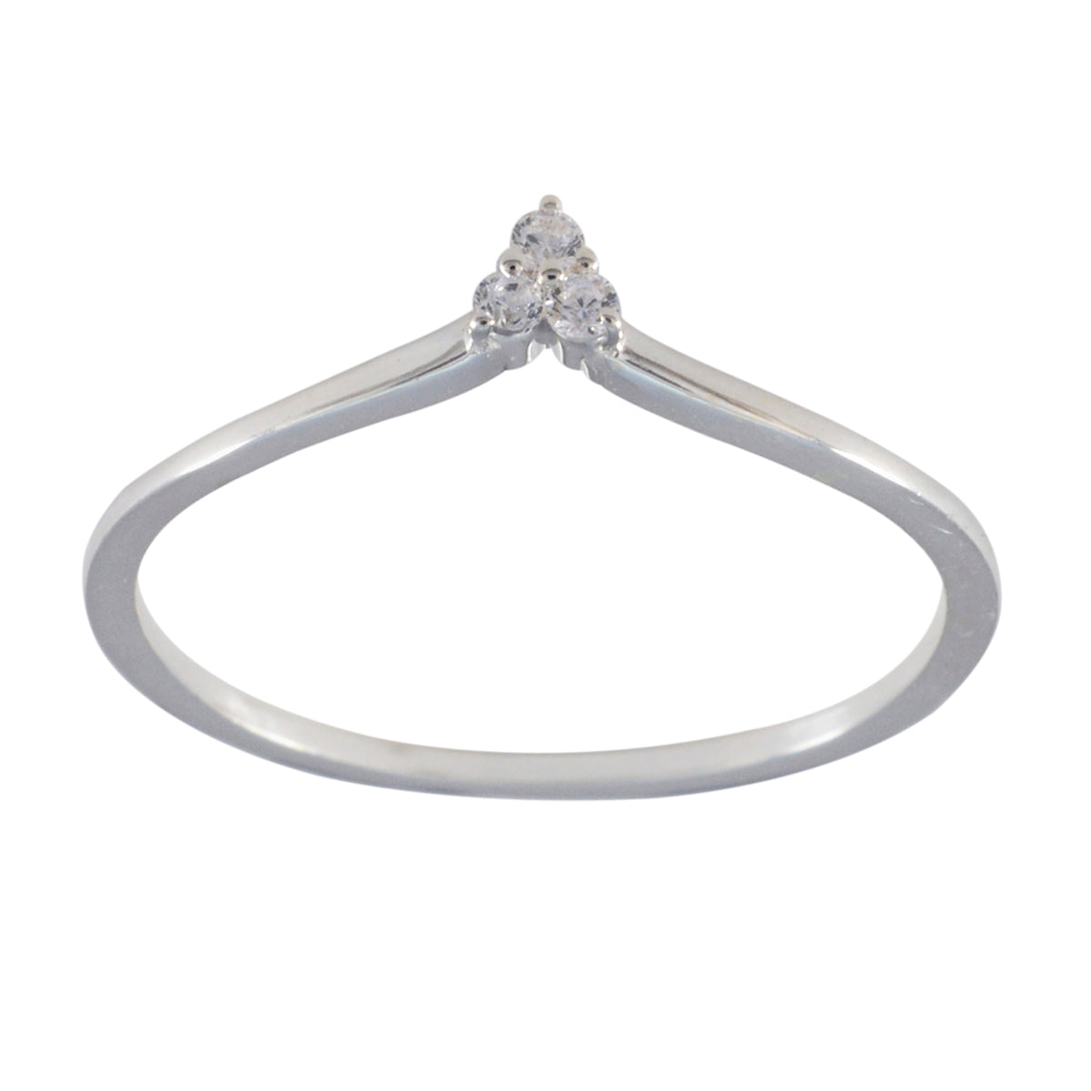 Cubic zirconia CZ Trilogy American 92.5 Silver White Gems Minimalist Sophisticated Ring Jewelry Imagen principal del producto