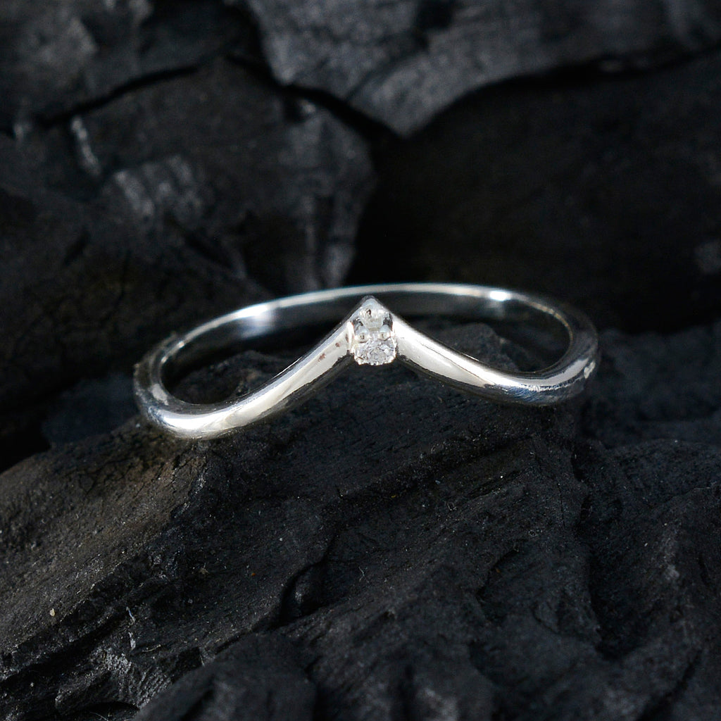 Cubic zirconia CZ Solitaire Korean Silver White Gemstone Minimalist valentine Ring Jewelry