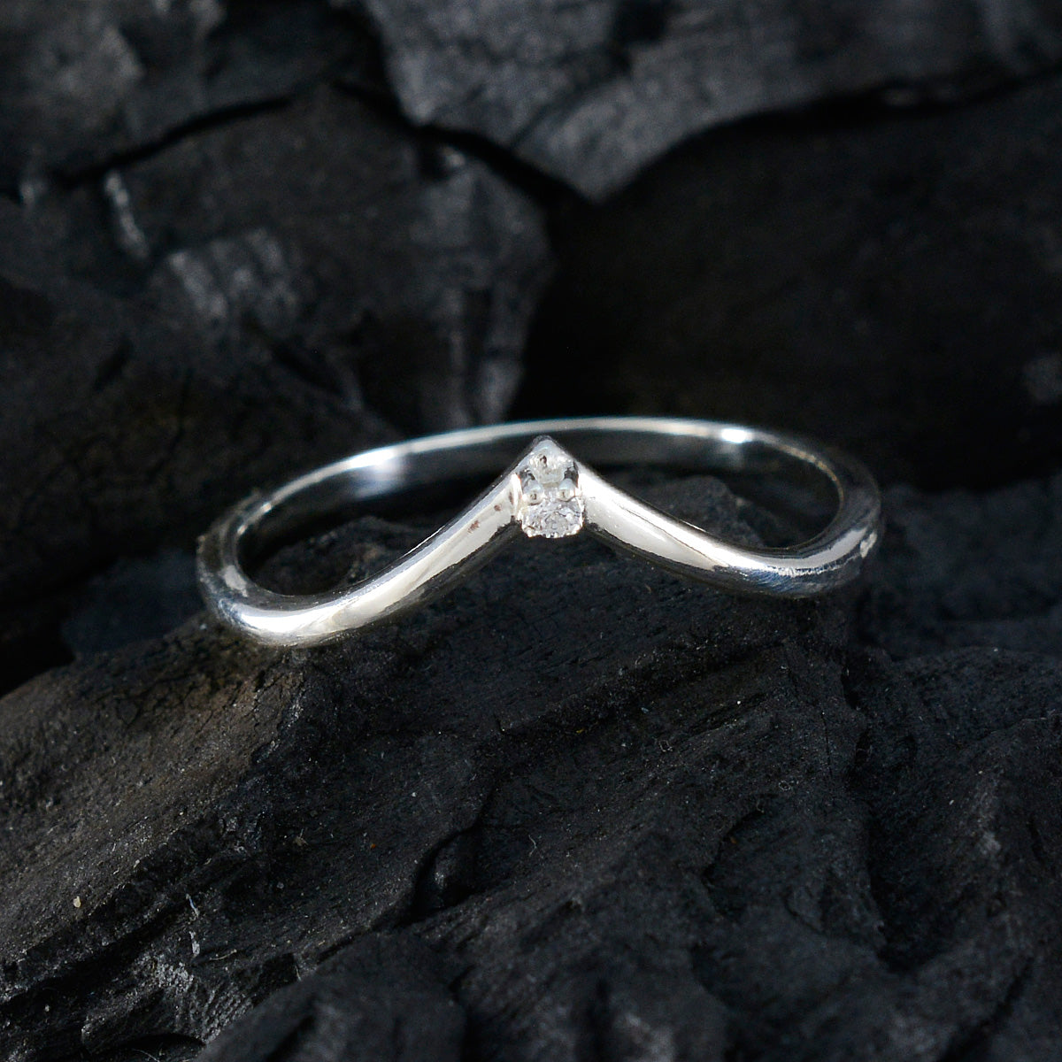 Cubic zirconia CZ Solitaire Korean Silver White Gemstone Minimalist valentine Ring Jewelry