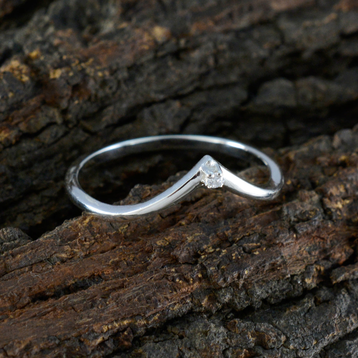 Cubic zirconia CZ Solitaire Korean Silver White Gemstone Minimalist valentine Ring Jewelry