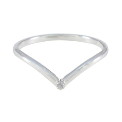 Cubic zirconia CZ Solitaire Korean Silver White Gemstone Minimalist valentine Ring Jewelry