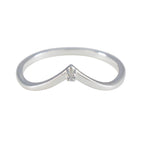 Cubic zirconia CZ Solitaire Korean Silver White Gemstone Minimalist valentine Ring Jewelry