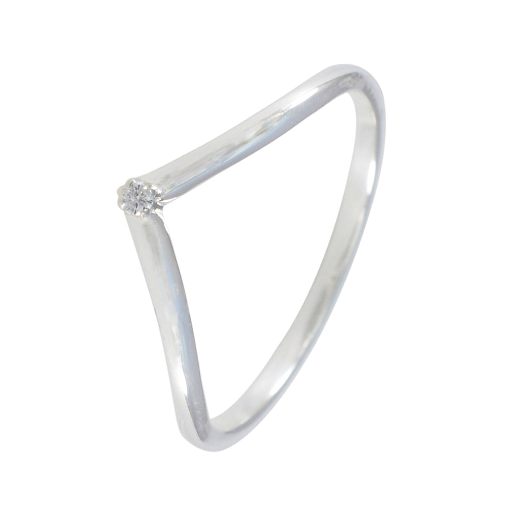 Cubic zirconia CZ Solitaire Korean Silver White Gemstone Minimalist valentine Ring Jewelry