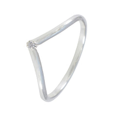 Cubic zirconia CZ Solitaire Korean Silver White Gemstone Minimalist valentine Ring Jewelry