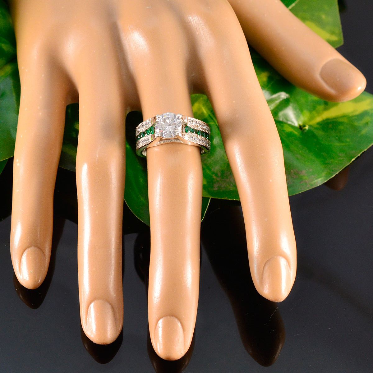 Cubic zirconia CZ Halo Egyptian Silver White Gemstones Classic Luxurious Ring Jewelry