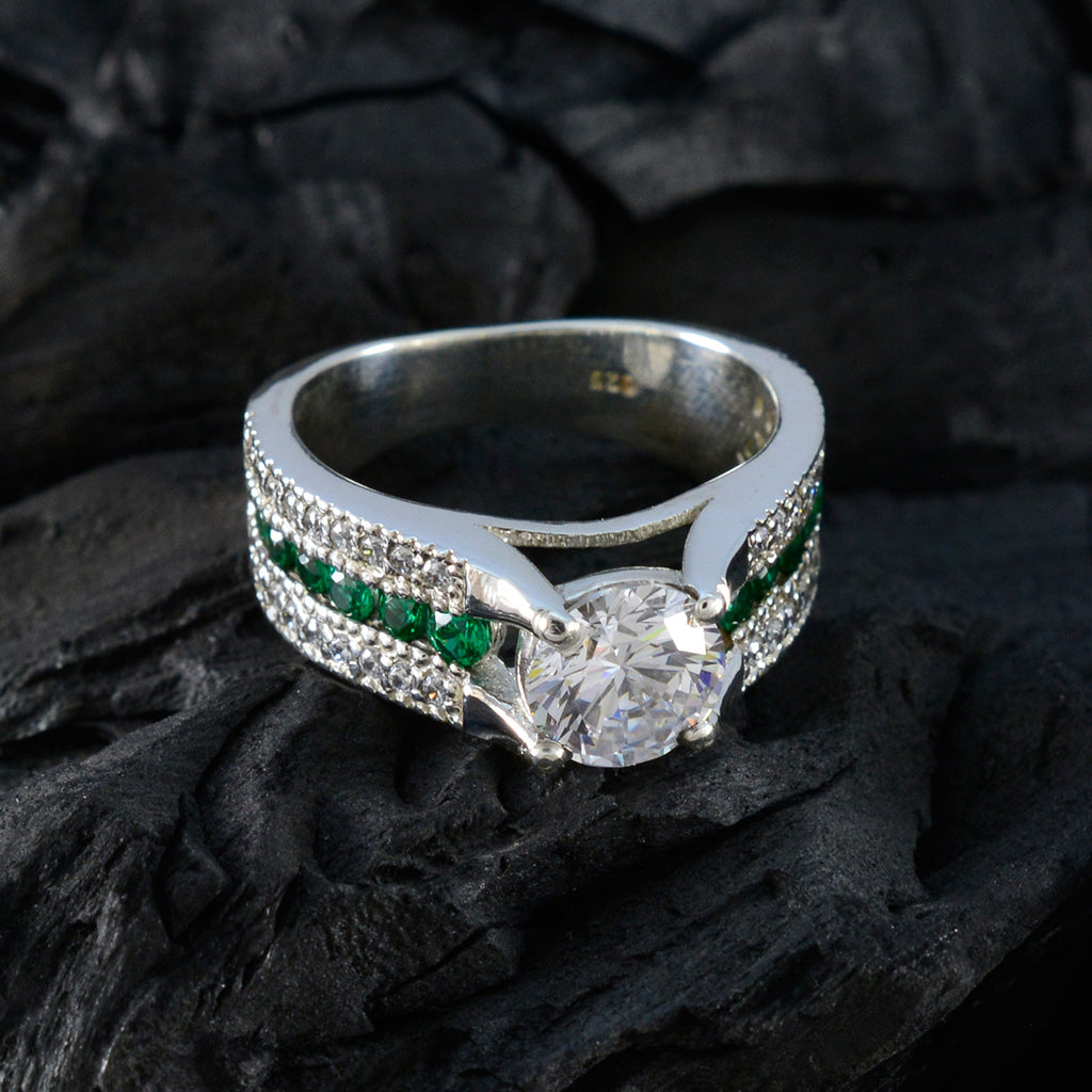 Cubic zirconia CZ Halo Egyptian Silver White Gemstones Classic Luxurious Ring Jewelry
