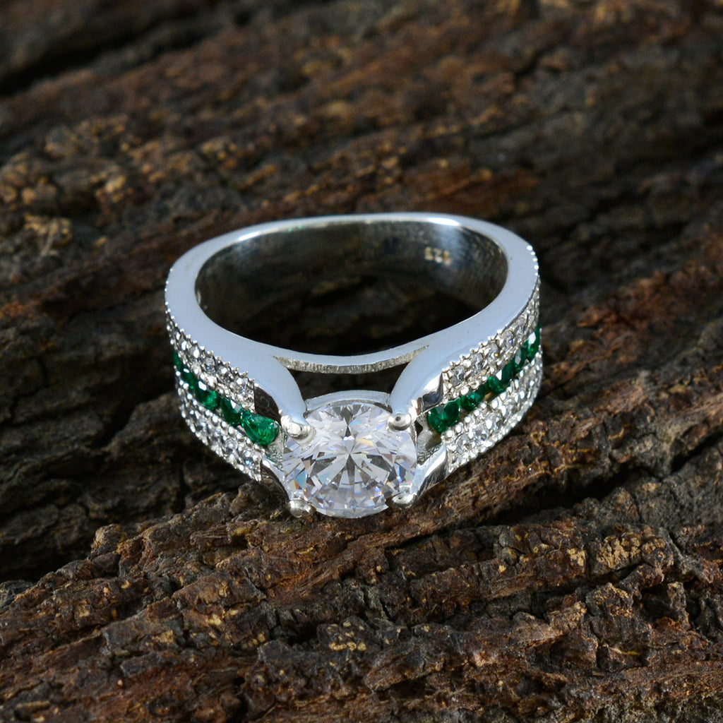 Cubic zirconia CZ Halo Egyptian Silver White Gemstones Classic Luxurious Ring Jewelry
