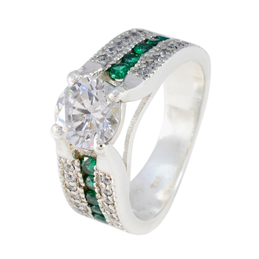 Cubic zirconia CZ Halo Egyptian Silver White Gemstones Classic Luxurious Ring Jewelry