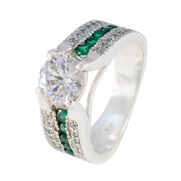 Cubic zirconia CZ Halo Egyptian Silver White Gemstones Classic Luxurious Ring Jewelry