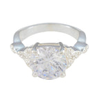 Cubic zirconia CZ Halo Russian 925 Silver White Gemstones Slim Sophisticated Ring Jewelry