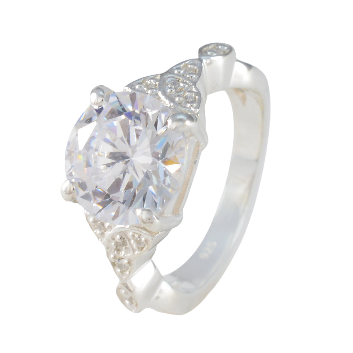 Cubic zirconia CZ Halo Russian 925 Silver White Gemstones Slim Sophisticated Ring Jewelry
