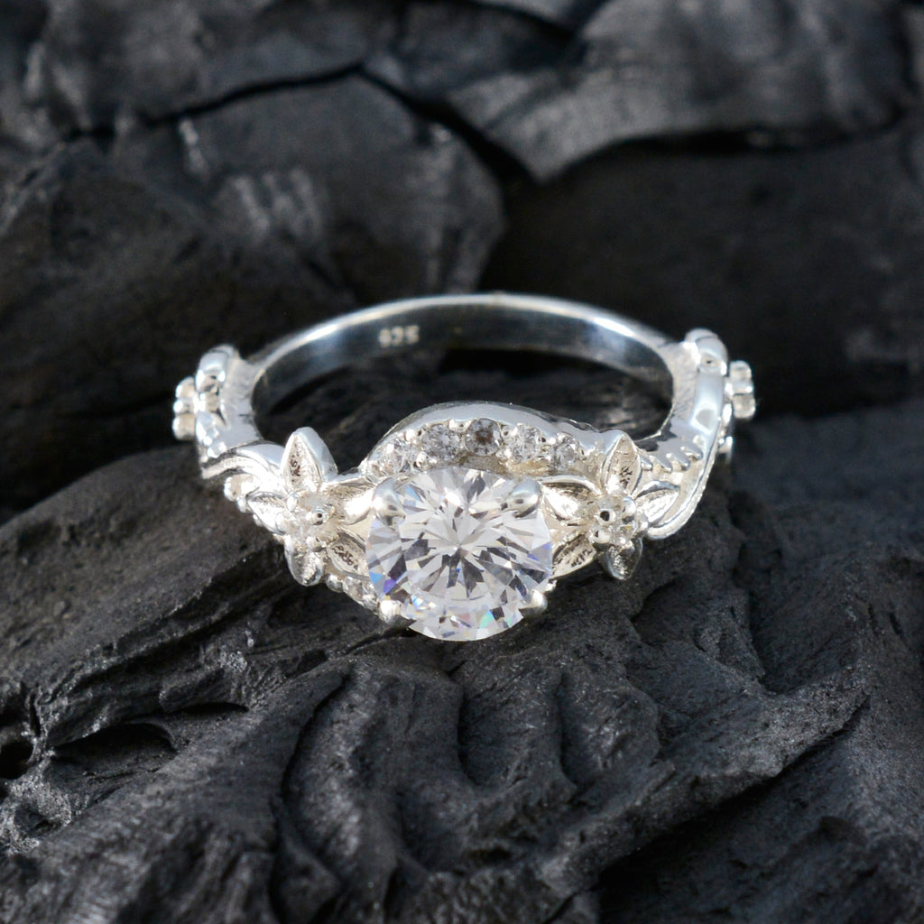 Cubic zirconia CZ Halo Egyptian Silver White Gemstones Tiny Cultural Ring Jewellery