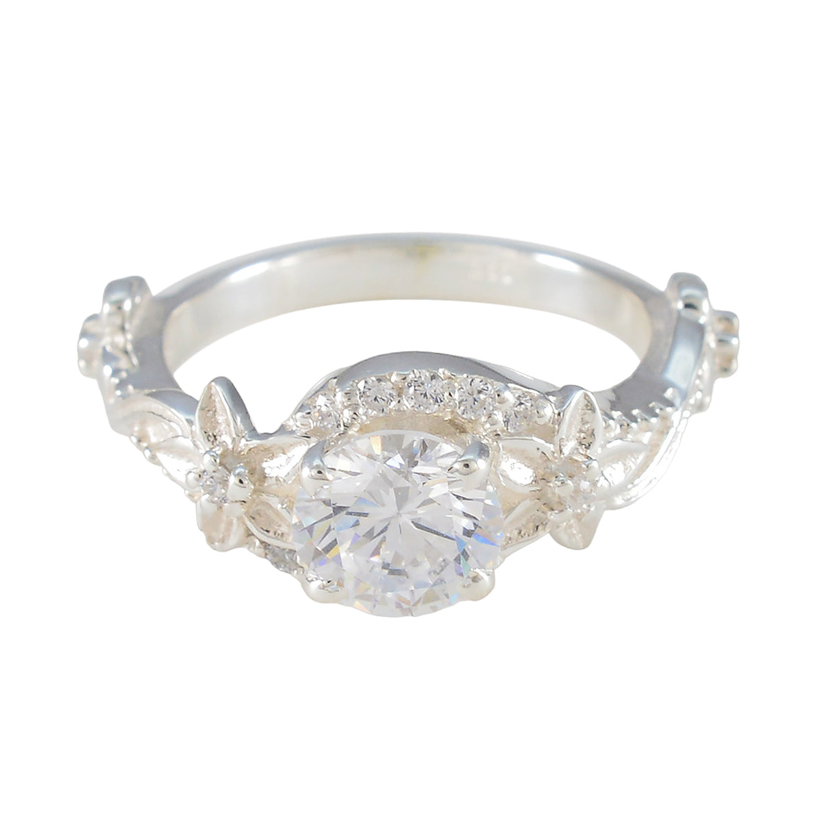 Cubic zirconia CZ Halo Egyptian Silver White Gemstones Tiny Cultural Ring Jewellery