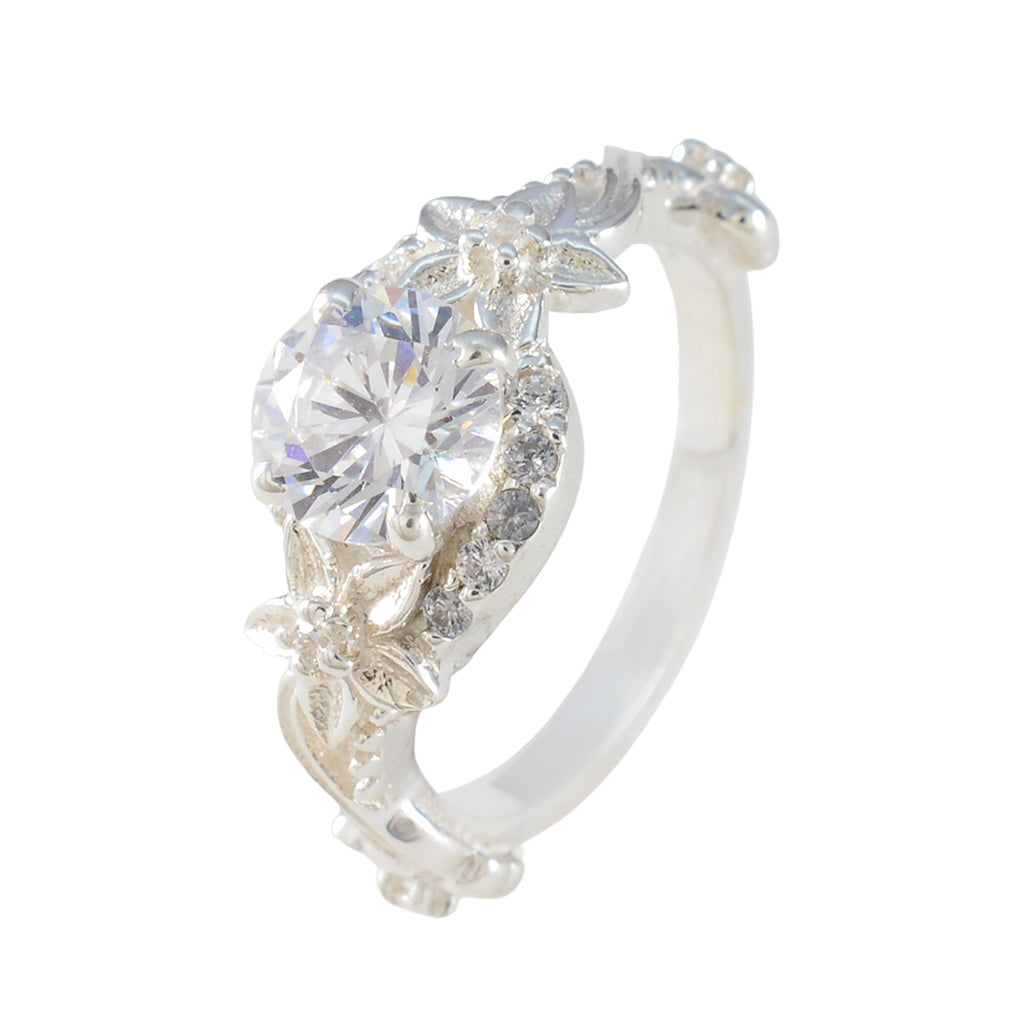 Cubic zirconia CZ Halo Egyptian Silver White Gemstones Tiny Cultural Ring Jewellery