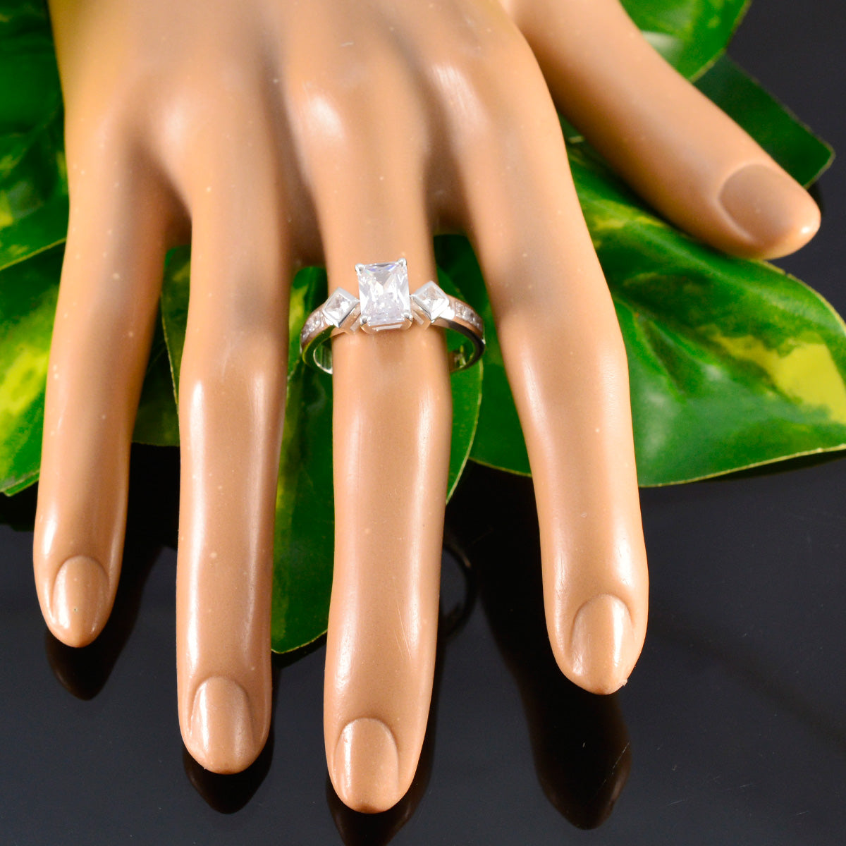 Cubic zirconia CZ Halo French Sterling Silver White Gems Tiny Boho Ring Jewelry