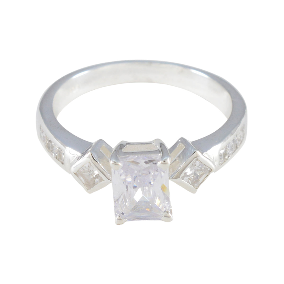 Cubic zirconia CZ Halo French Sterling Silver White Gems Tiny Boho Ring Jewelry