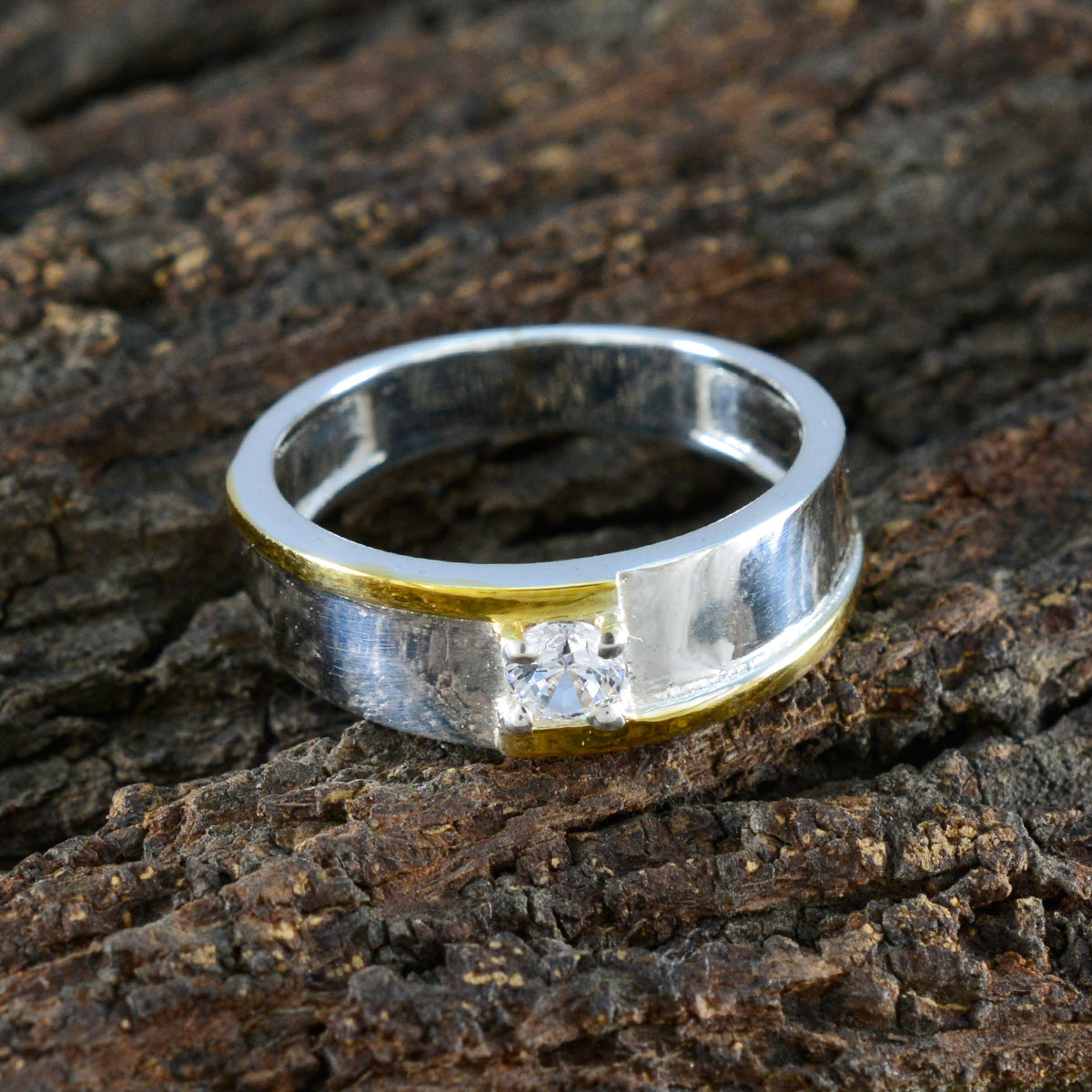 Zirkonia CZ Solitär Russisches Silber Weiße Edelsteine Winziger luxuriöser Bandschmuck