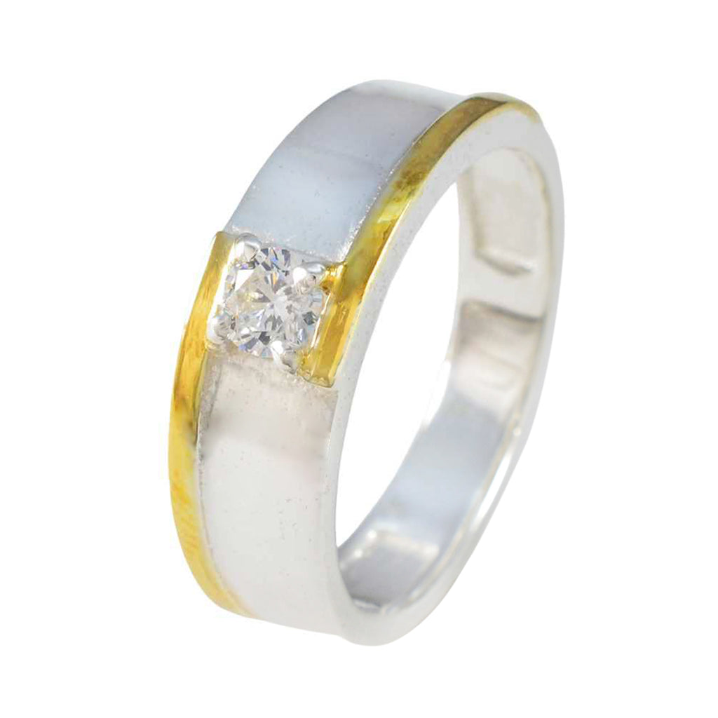 Cubic zirconia CZ Solitaire Russian Silver White Gems Tiny Luxurious Band Jewellery