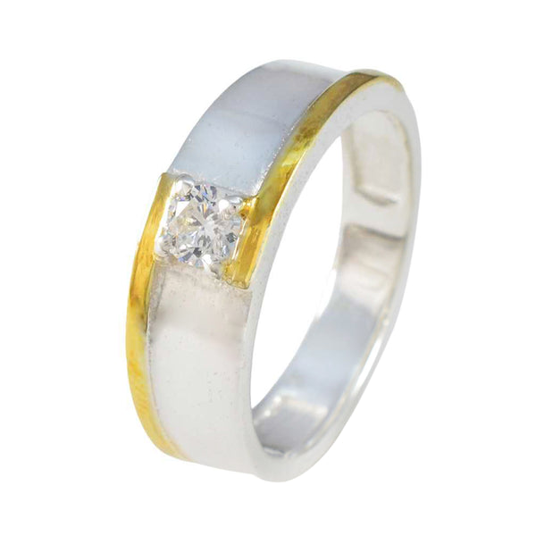 Cubic zirconia CZ Solitaire Russian Silver White Gems Tiny Luxurious Band Jewellery