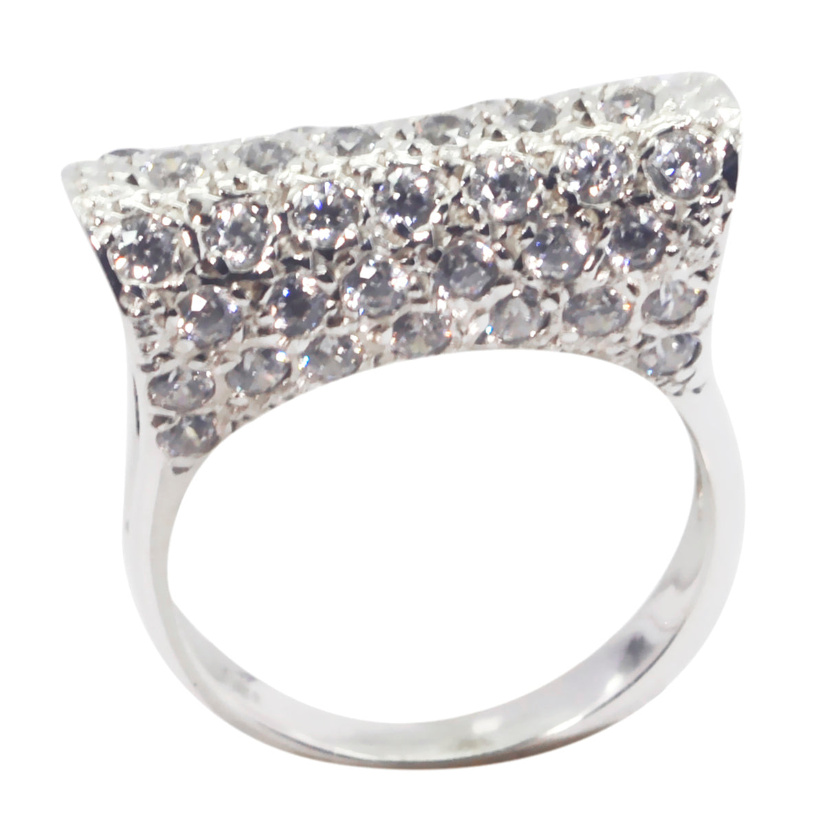 Cubic zirconia CZ multiple African 92.5 Silver White Gemstones Slim Modern Ring Jewellery