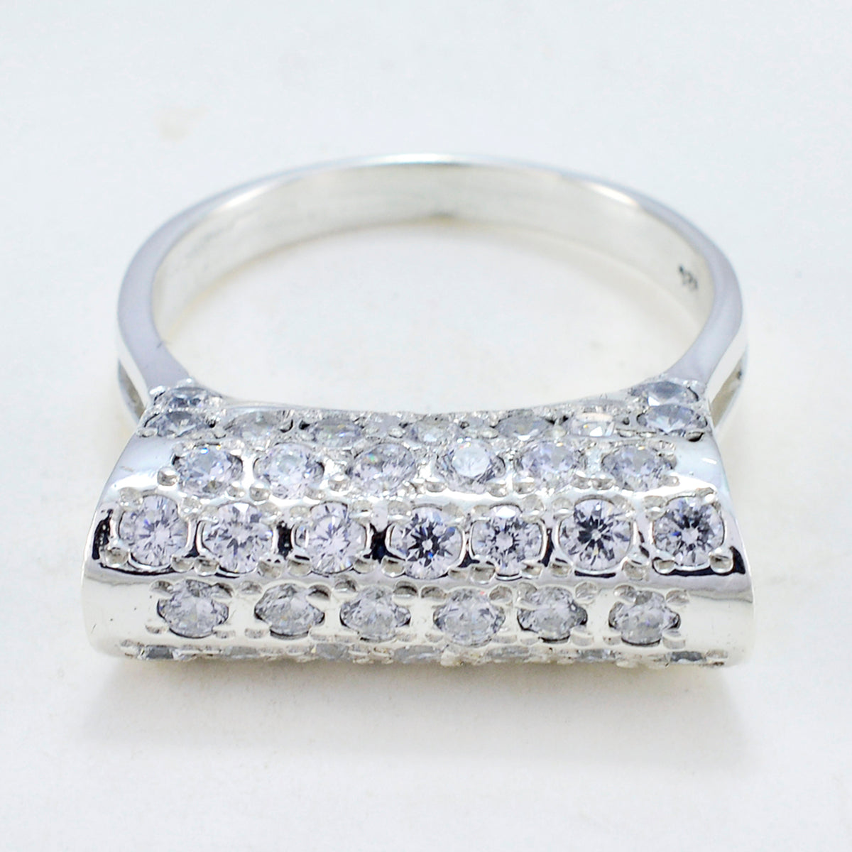 Cubic zirconia CZ multiple African 92.5 Silver White Gemstones Slim Modern Ring Jewellery
