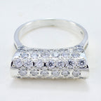 Cubic zirconia CZ multiple African 92.5 Silver White Gemstones Slim Modern Ring Jewellery