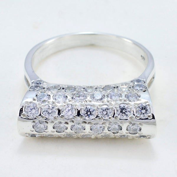 Cubic zirconia CZ multiple African 92.5 Silver White Gemstones Slim Modern Ring Jewellery