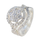 Cubic zirconia CZ Halo French Sterling Silver White Gems Classic Glamorous Ring Jewellery