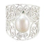Pearl Solitaire Spanish Silver White Gems Mid weight Filigree Ring Jewellery