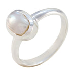 Pearl Solitaire Japanese Sterling Silver White Gems Delicate Sophisticated Ring Jewelry
