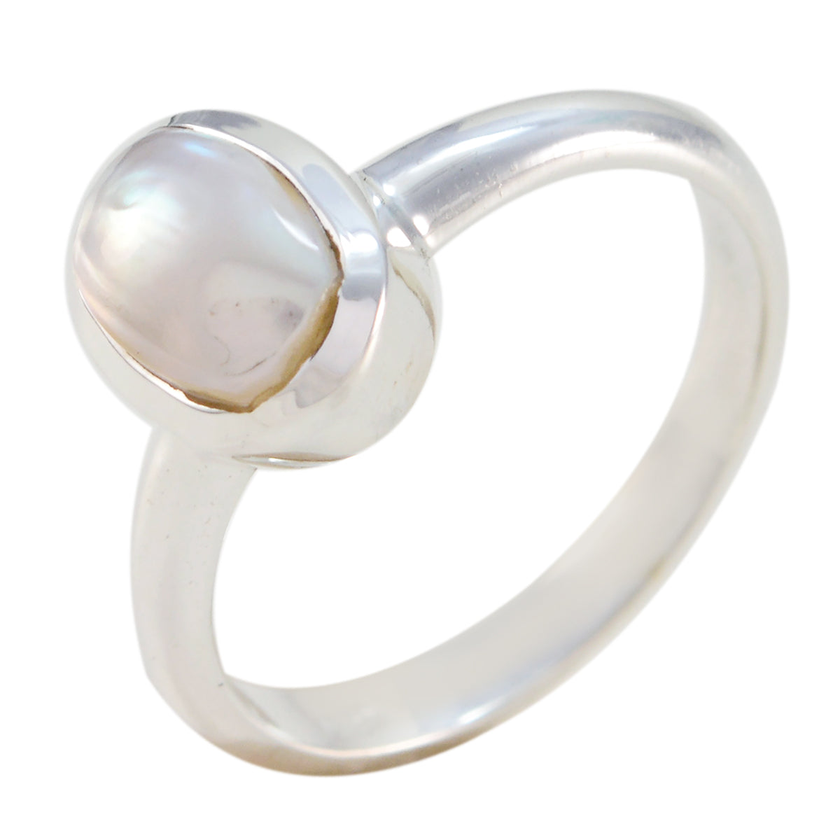 Pearl Solitaire Japanese Sterling Silver White Gems Delicate Sophisticated Ring Jewelry