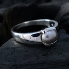 Pearl Solitaire French 925 Sterling Silver White Gems Eye catching propsel Ring Jewelry