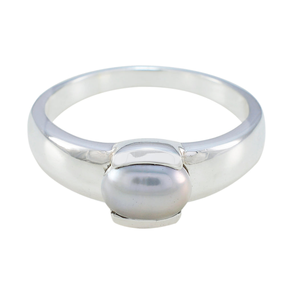Pearl Solitaire French 925 Sterling Silver White Gems Eye catching propsel Ring Jewelry