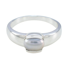 Pearl Solitaire French 925 Sterling Silver White Gems Eye catching propsel Ring Jewelry