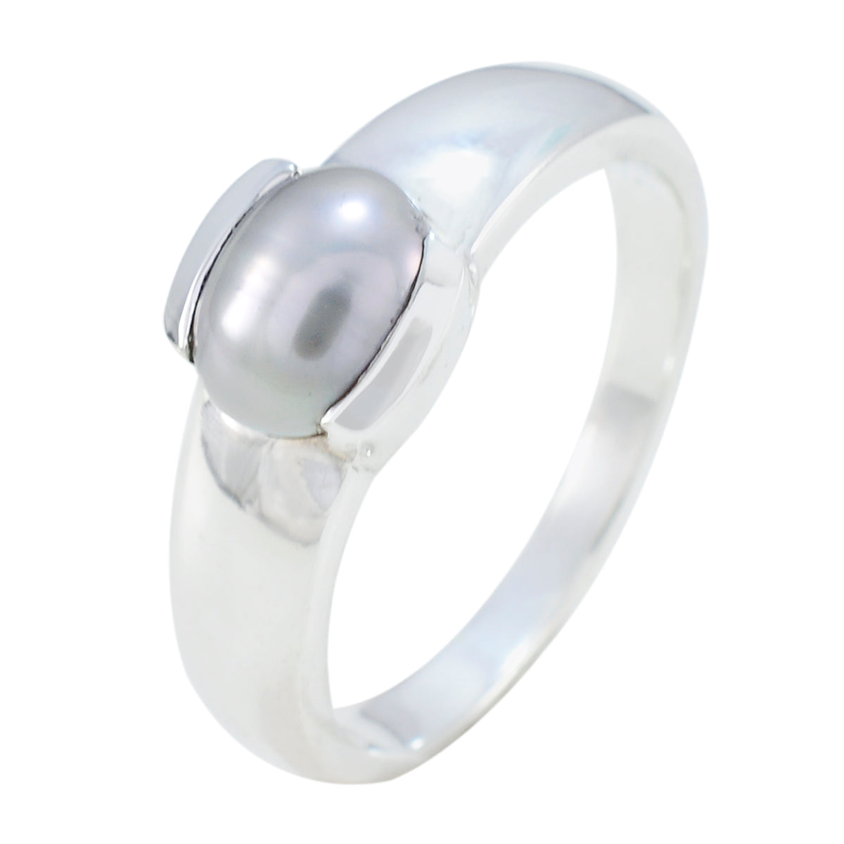 Pearl Solitaire French 925 Sterling Silver White Gems Eye catching propsel Ring Jewelry