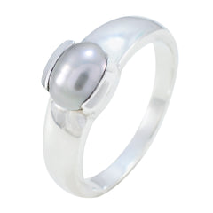 Pearl Solitaire French 925 Sterling Silver White Gems Eye catching propsel Ring Jewelry