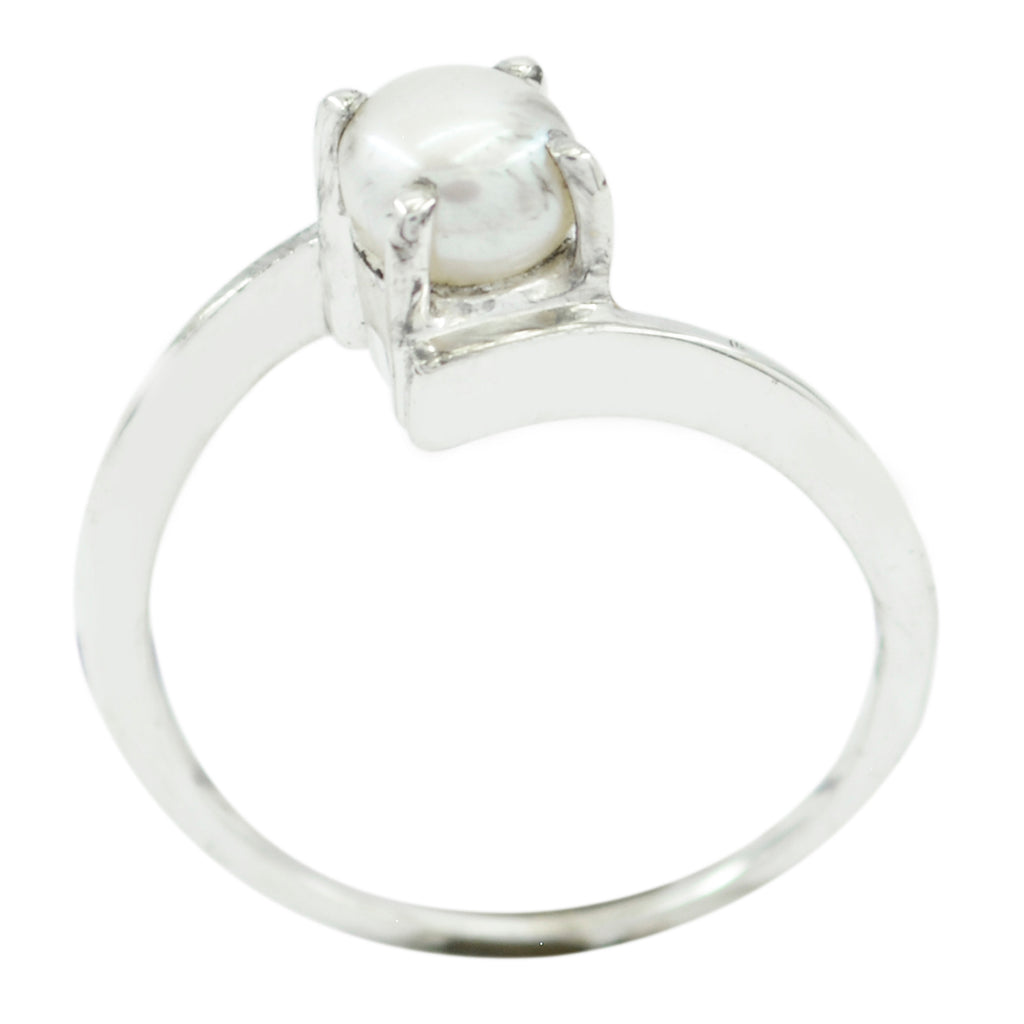 Pearl Solitaire Turkish 92.5 Silver White Gemstones Dainty Fairytale Ring Jewelry