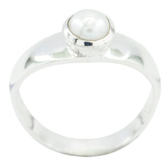 Pearl Solitaire Turkish Silver White Gemstone Whisper thin Abstract Ring Jewellery